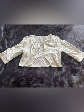 Us Angels Blush Cropped Open-Front Bolero in Ivory